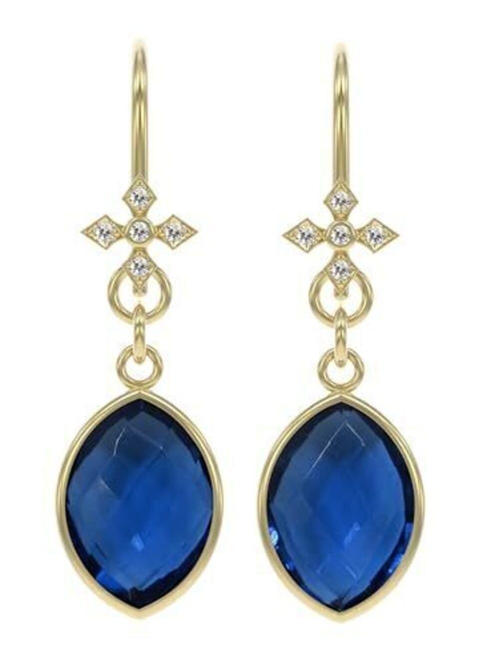 4525 Sapphire Earrings in Marquise Shape - 18K Gold Vermeil, Certified 925